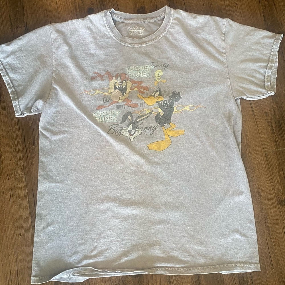 Vtg Warner Bros Gray Short Sleeve Tee M/L